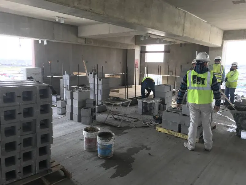 ICC masonry special inspector performing reinforced CMU wall inspection in Atlanta, Georgia -- Citex CMT special inspection services